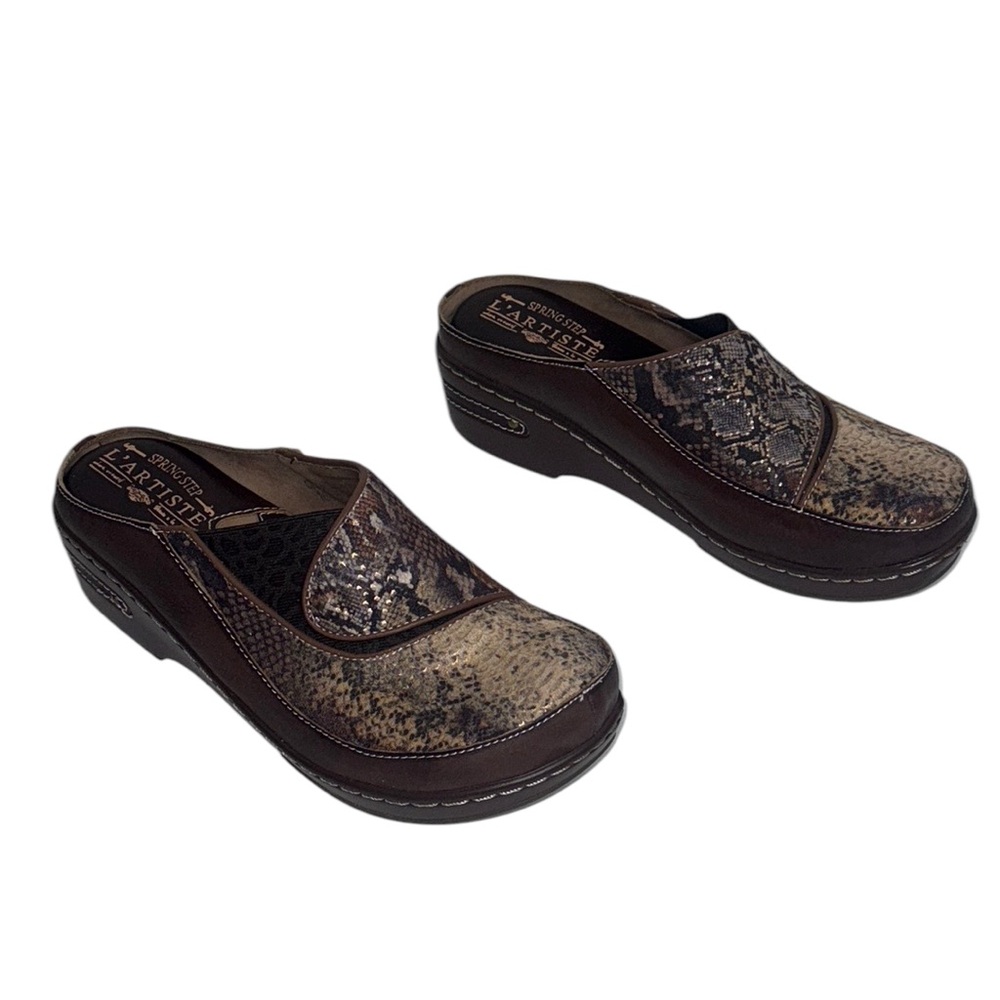 L’artiste Spring Step Chino Python Clog Mule Taup… - image 2